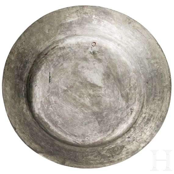 Graviertes und verzinntes Kupfertablet eines osmanischen Lokalpotentaten aus S&uuml;dostanatolien, datiert 1285H (1868)