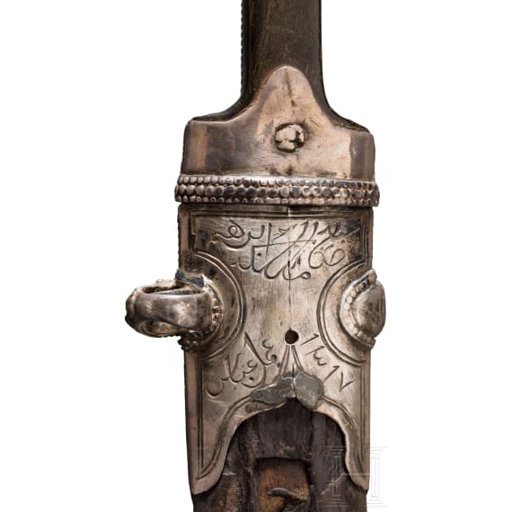 Silbermontierter Kinzal, Kaukasus, datiert 1895