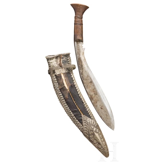 Silbermontierter Kukri, Nepal, um 1900