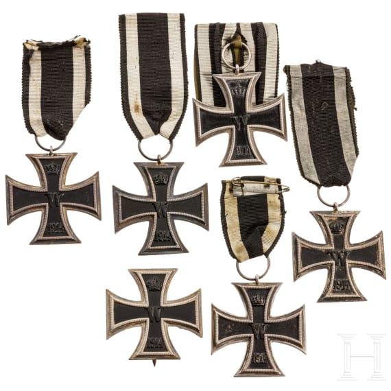 Eisernes Kreuz 1914, 1. Klasse und f&uuml;nf Eiserne Kreuze 1914, 2. Klasse, Preu&szlig;en