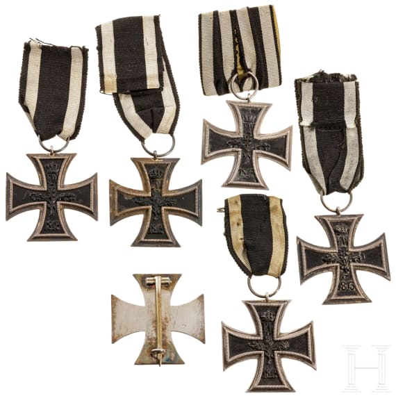 Eisernes Kreuz 1914, 1. Klasse und f&uuml;nf Eiserne Kreuze 1914, 2. Klasse, Preu&szlig;en