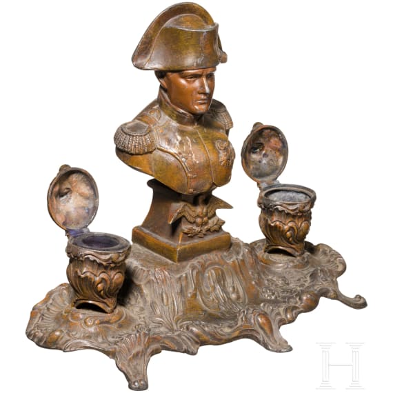 Doppel-Tintenfass mit Napoleonb&uuml;ste, 19. Jhdt.