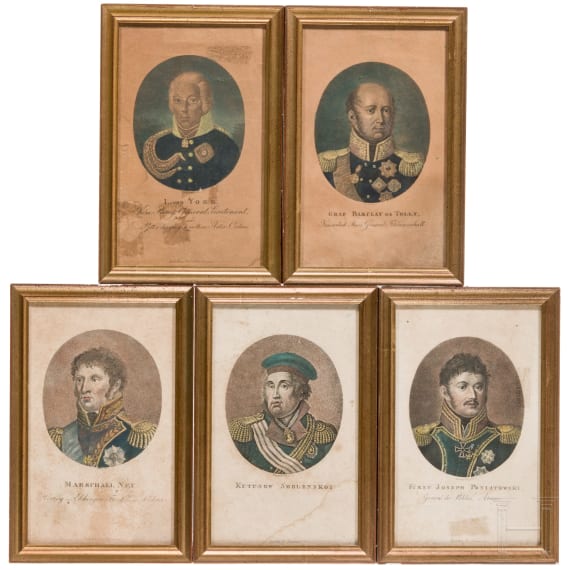 Porzellanbild dazu Kartuschkasten dazu f&uuml;nf Grafiken, Frankreich, 19. Jhdt.
