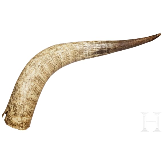 Graviertes Horn, S&uuml;dafrika, Ende 19. Jhdt.
