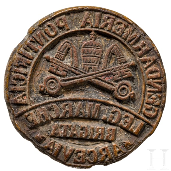 Stempel der p&auml;pstlichen Gendarmerie "Brigata Arcevia", 18./19. Jhdt.