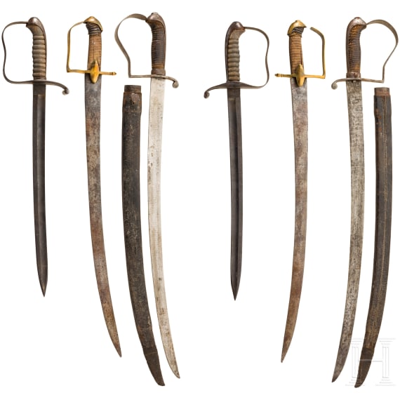 Neun S&auml;bel, meist Infanterie, 18. - 20. Jhdt.
