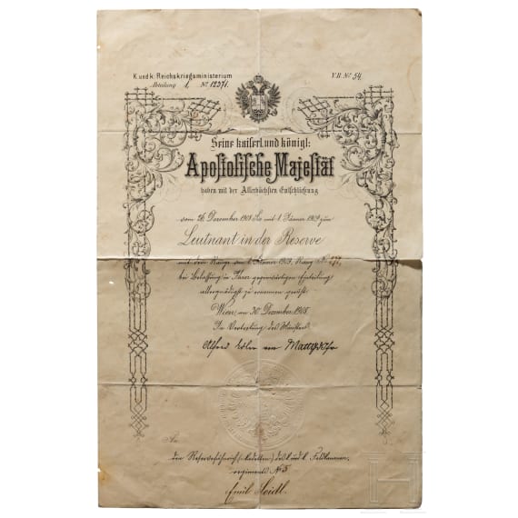 Bestallung zum Leutnant der Reserve, 1908-15