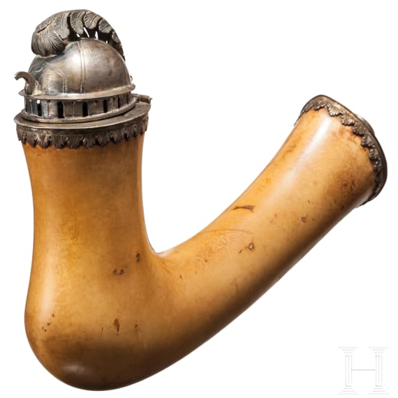 Silbergefasster Meerschaumpfeifenkopf aus der Regierungszeit von Kaiser Franz I. (1804-35)