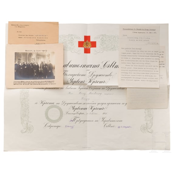 Zar Ferdinand I. von Bulgarien - silbervergoldete Geschenkl&ouml;ffel im Etui