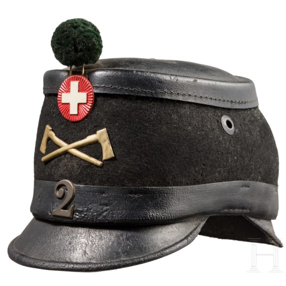 Tschako f&uuml;r Mannschaften der Sappeure, Schweiz, um 1900