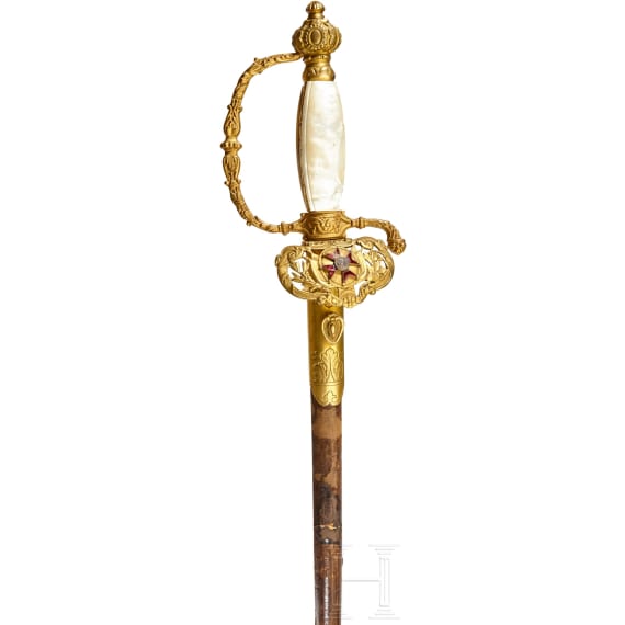 Degen zur Uniform des p&auml;pstlichen Ordens des heiligen Gregor des Gro&szlig;en, Ende 19. Jhdt.