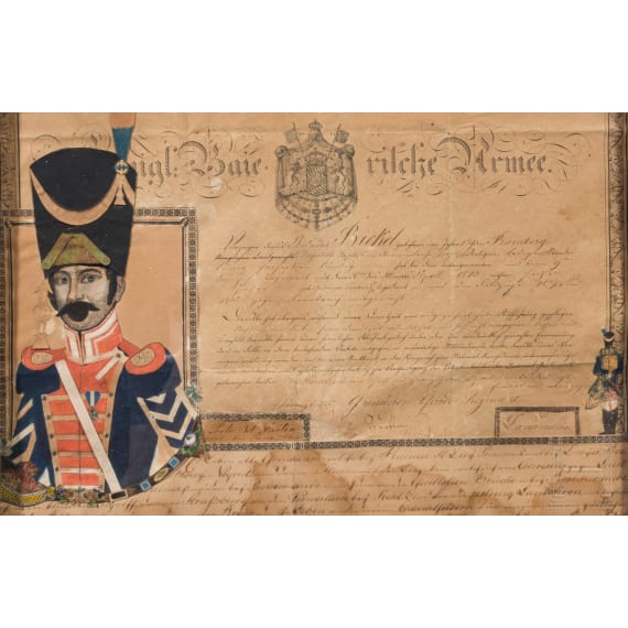 Bayern - Dienstbescheinigung f&uuml;r einen Tambour, datiert 1819