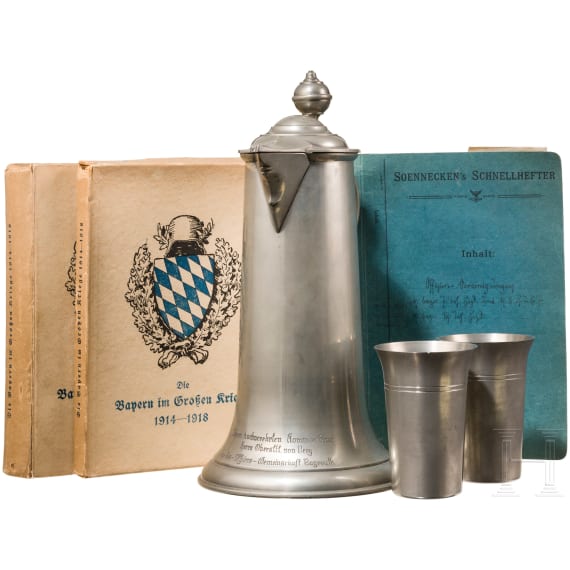 Bayerische Offiziersvereinigungen - Zinngeschenk, Dokumente, Buch, 1. H&auml;lfte 20. Jhdt.