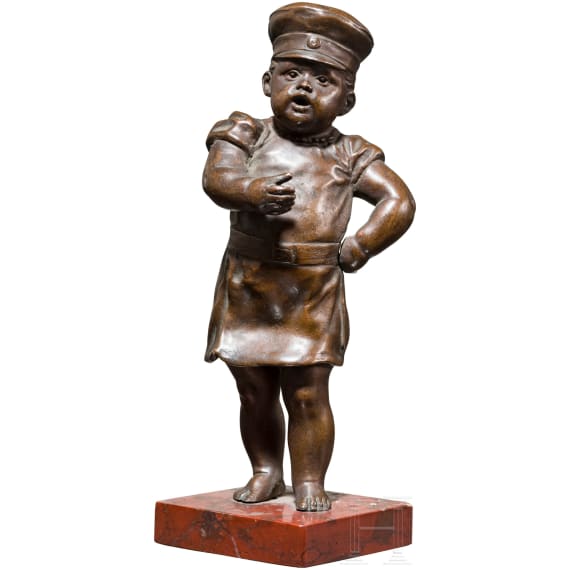 Bronzeskulptur eines preu&szlig;ischen Soldatenjungen