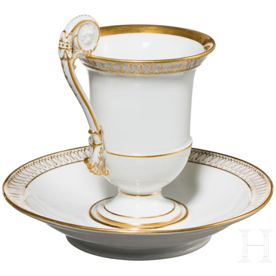 Andenkentasse Hindenburg mit Untertasse, Mei&szlig;en, Anfang 20. Jhdt.