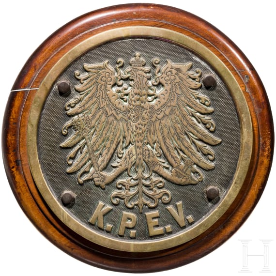 Lokschild der K&ouml;niglich Preu&szlig;ischen Eisenbahn Verwaltung, Preu&szlig;en, um 1900