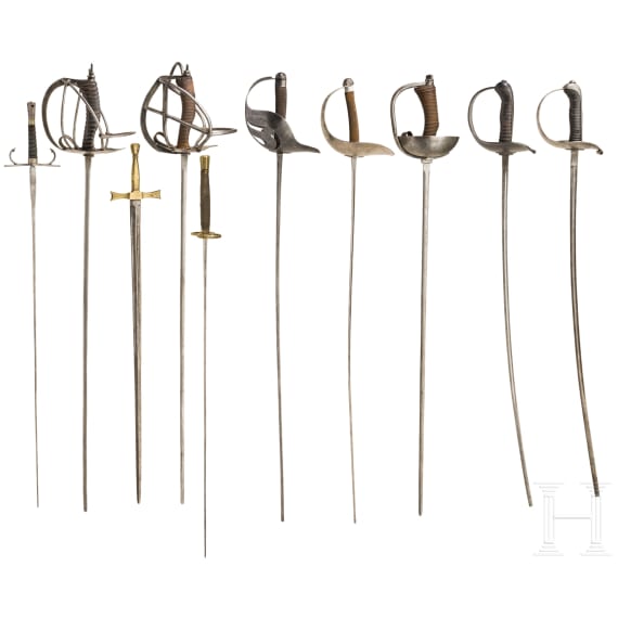 Zehn Blankwaffen, &uuml;berwiegend deutsch, 19. und 20. Jhdt.