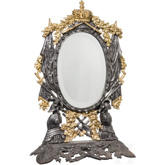 Cast iron trophy mirror, 19th century