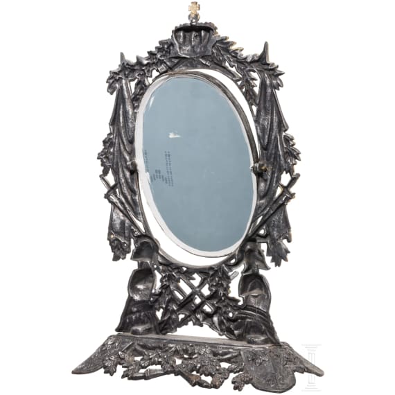 Cast iron trophy mirror, 19th century