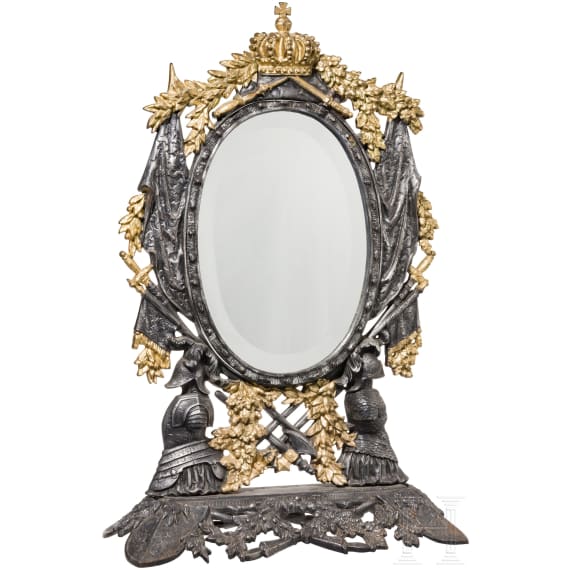 Cast iron trophy mirror, 19th century