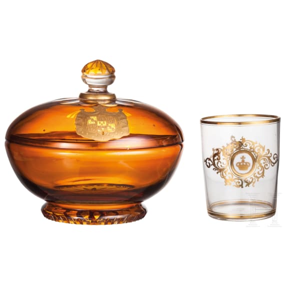 Wasserglas mit K&ouml;nigskrone und Golddekor