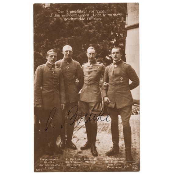 Oswald Boelcke - Foto-Ansichtskarte (H. Ries) mit Unterschrift