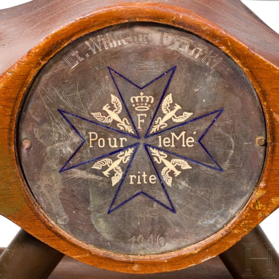 A propeller model with dedication for Pour le M&eacute;rite-wearer Lieutenant Frankl, 1916