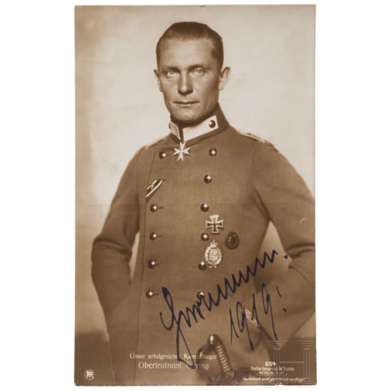 Oberleutnant Hermann G&ouml;ring - Foto-Ansichtskarte (Sanke) mit Widmung