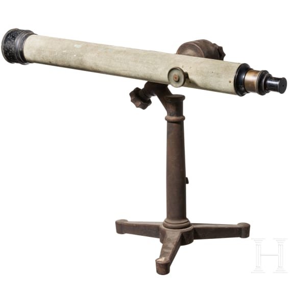 Milit&auml;risches Beobachtungsfernrohr des Herstellers Emil Busch AG, Rathenow, auf Stativ, um 1900