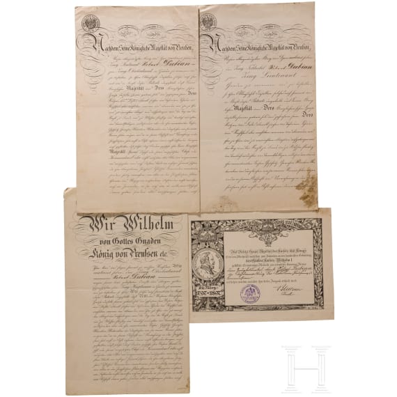 Prussia - group of documents for Hauptmann Robert Dubian