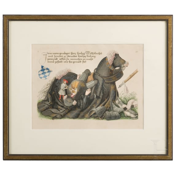 Hand coloured print of a Bavarian tournament