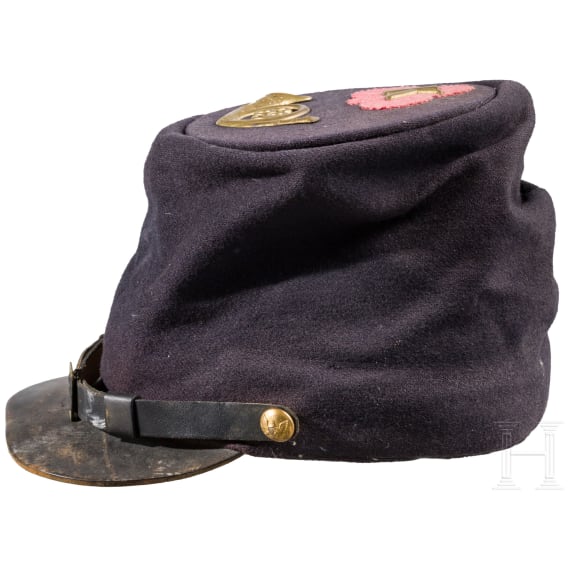 American Civil War cap (copy), one certificate and four old dollar bills