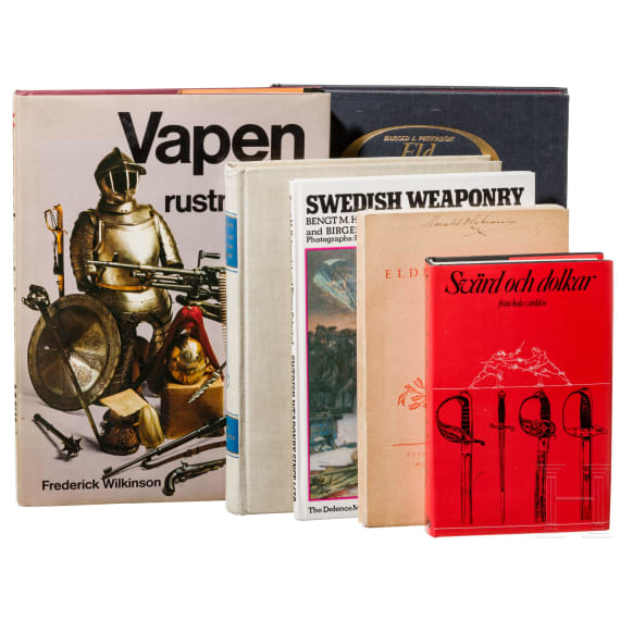 Sechs schwedische B&uuml;cher zum Thema Blank- und Feuerwaffen