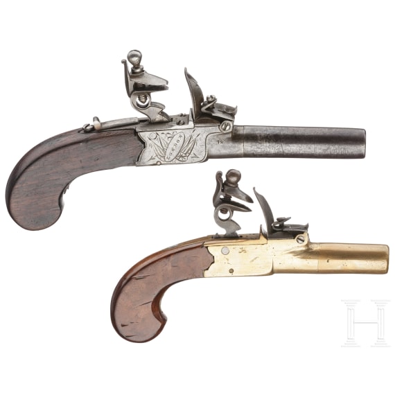 Zwei Steinschlossterzerole, England, um 1800
