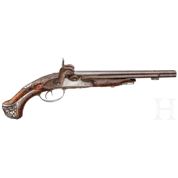 Doppell&auml;ufige Perkussionspistole, Frankreich, um 1780