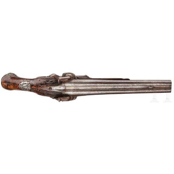 Doppell&auml;ufige Perkussionspistole, Frankreich, um 1780