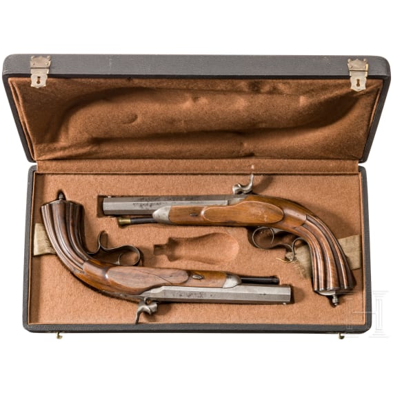 Ein Paar Perkussionspistolen, Belgien, um 1840