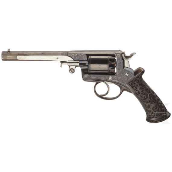 Perkussionsrevolver im Kasten, Auguste Francotte, Adams Patent, Liege, Belgien, um 1860