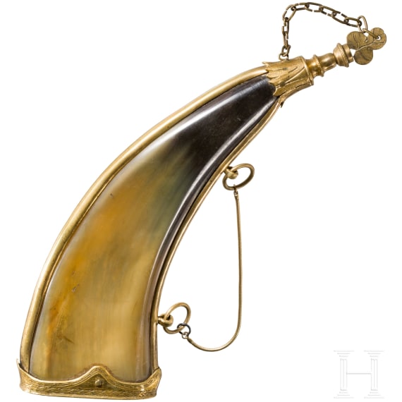 Pulverhorn mit vergoldeter Montierung, &Ouml;sterreich, um 1780