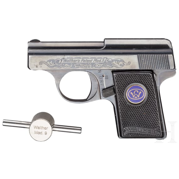 Walther Mod. 9b, graviert, mit Werkzeug