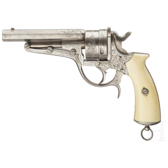 Revolver Galand Mod. 1870, gravierte Luxusausf&uuml;hrung, Elfenbeingriffschalen, um 1875