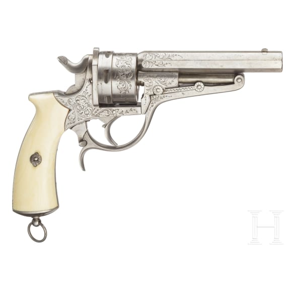Revolver Galand Mod. 1870, gravierte Luxusausf&uuml;hrung, Elfenbeingriffschalen, um 1875
