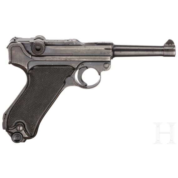 Pistole 08, Mauser, Code "42 - byf", (port. Typ 942), mit Tasche