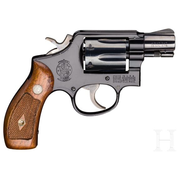 Smith & Wesson Mod. 12, "The .38 M & P Airweight", mit Tasche und Fabrikbrief, Luftwaffe