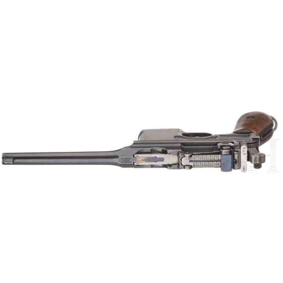 Mauser C 96, "Wartime Commercial", mit Anschlagkasten und Leder