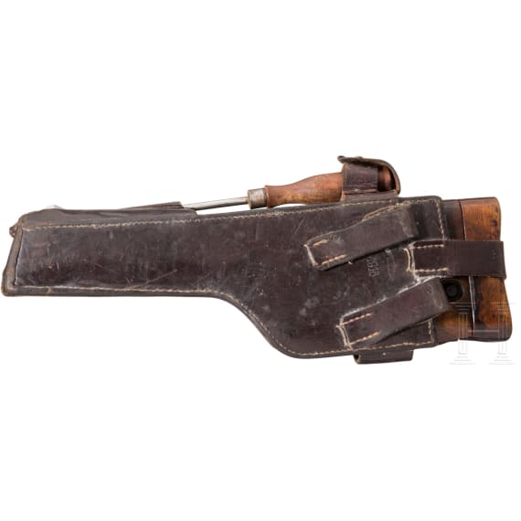 Mauser C 96, "Wartime Commercial", mit Anschlagkasten und Leder
