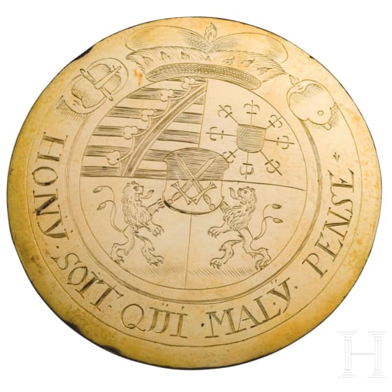 Silver screw plate with Saxon coat of arms, 18th century