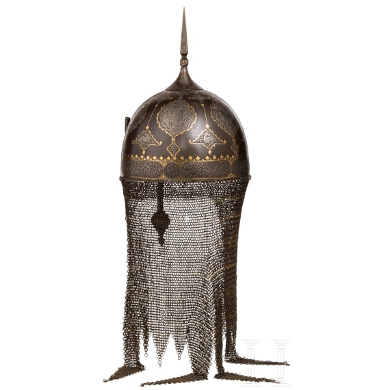 A set of Persian armour, chiselled and inlaid in gold, 1st half of the 19th century