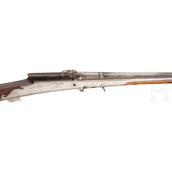 An Indian silver inlaid matchlock gun, ca. 1800