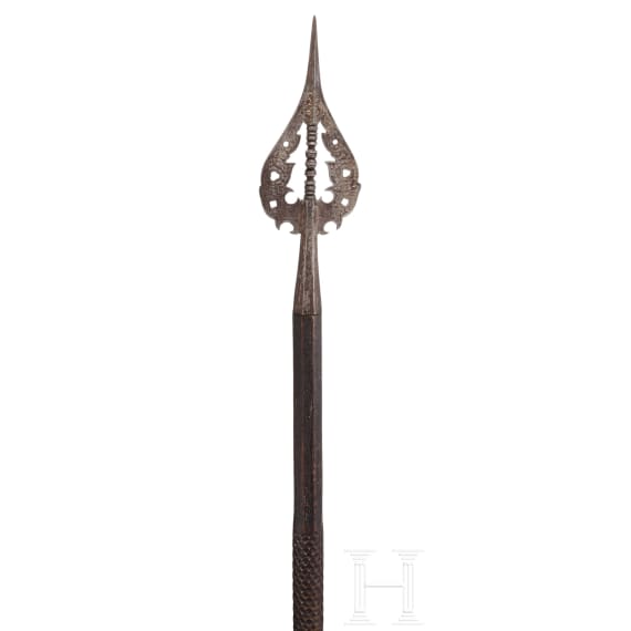 A German hunting spear with pierced and etched tip, circa 1650
